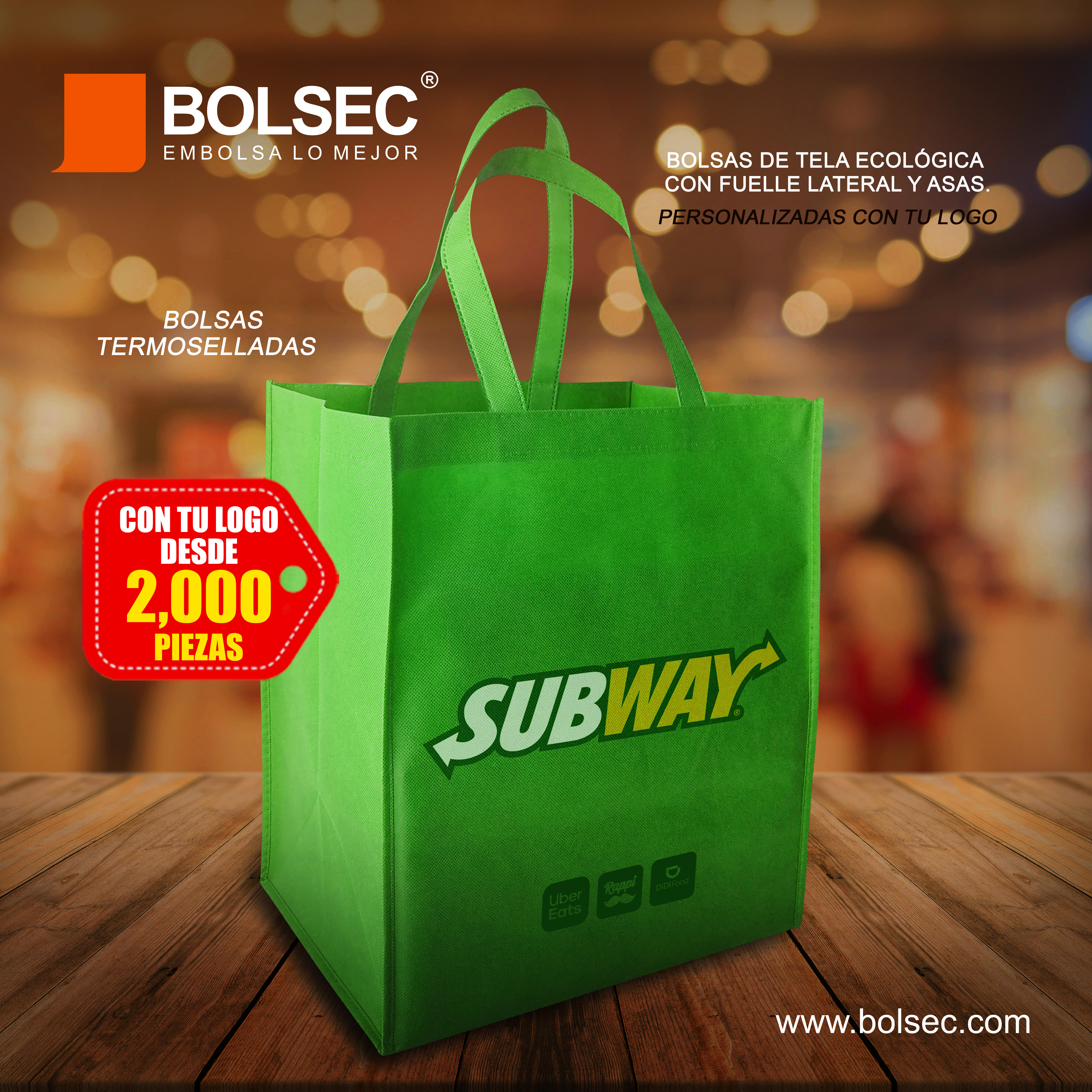 Bolsa ecologica de tela non woven con fuelle impresa