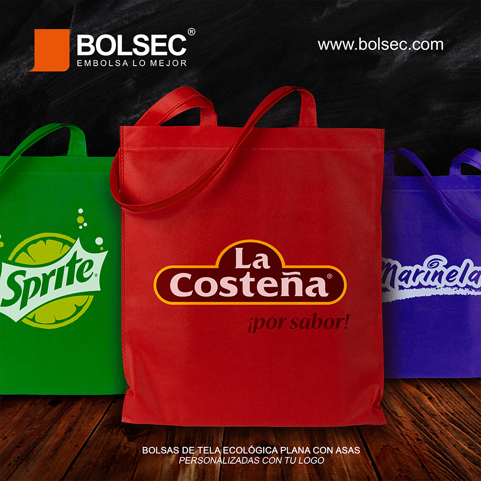 Bolsa ecologica plana con asas impresa