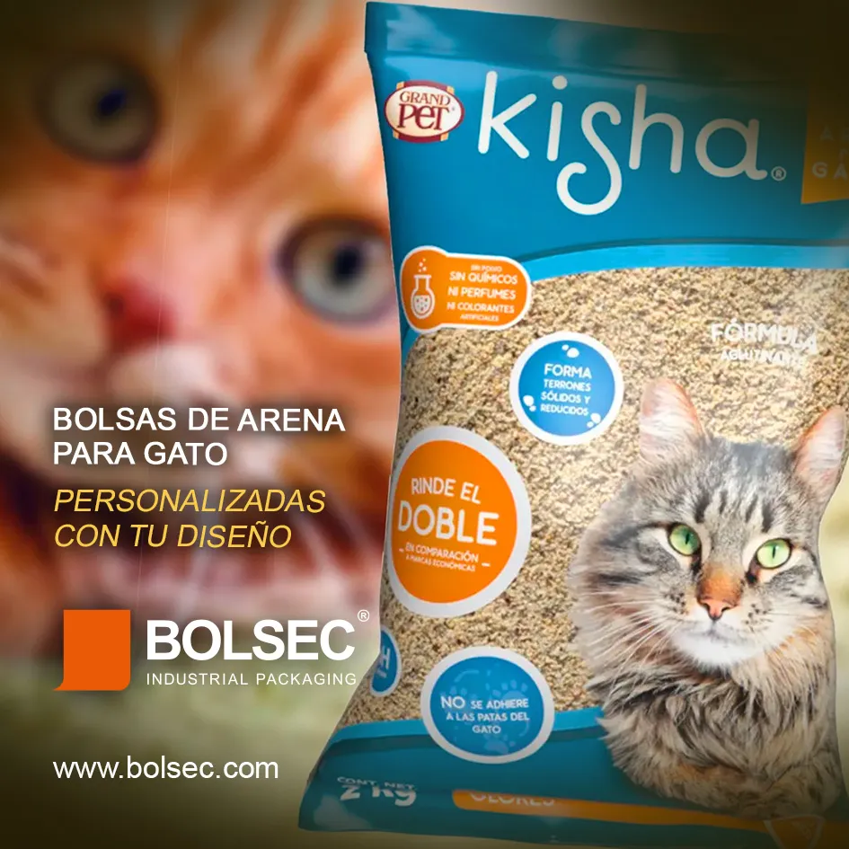 fabricante de bolsas de Arena Para Gato con Impresion Personalizada en México